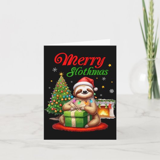 Cute Sloth Santa Christmas Merry Slothmas Slo Ho H Karte (Vorderseite)