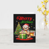 Cute Sloth Santa Christmas Merry Slothmas Slo Ho H Karte (Gelbe Blume)