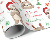 Cute Sloth Santa Hat Holidays Christmas Geschenkpapier (Rolleneckpunkt)