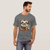 Cute sloth showing teeth joy cartoon peace friend T-Shirt (Vorne ganz)