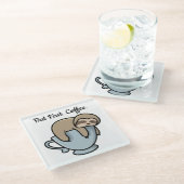 Cute Sloth Sleeping on Coffee Cup Coffee Quote Glasuntersetzer (Schrägansicht)