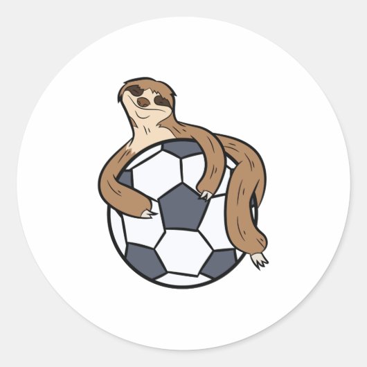 Cute Sloth Soccer Kids Lazy Sloth With Soccer Ball Runder Aufkleber (Vorderseite)