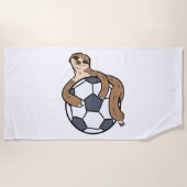 Cute Sloth Soccer Kids Lazy Sloth With Soccer Ball Strandtuch (Vorderseite)