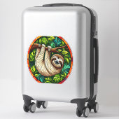 Cute Sloth Stained Glass Ornament Aufkleber (Koffer)