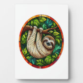 Cute Sloth Stained Glass Ornament Fotoplatte (Vorderseite)