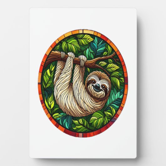 Cute Sloth Stained Glass Ornament Fotoplatte (Vorderseite)
