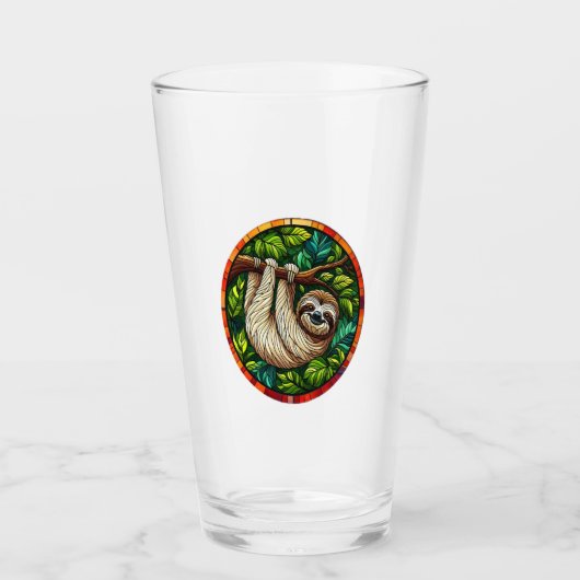 Cute Sloth Stained Glass Ornament Glas (Vorderseite)