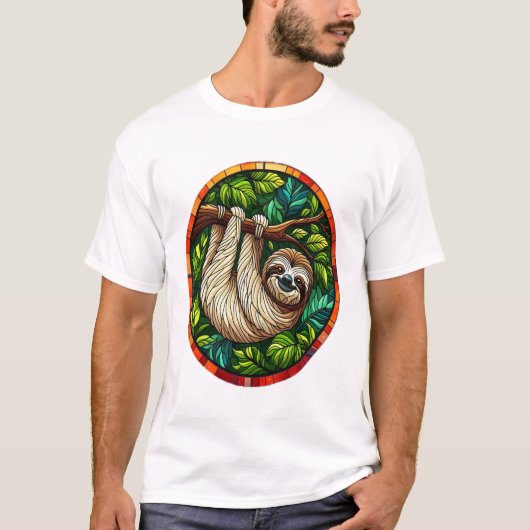 Cute Sloth Stained Glass Ornament T-Shirt (Vorderseite)