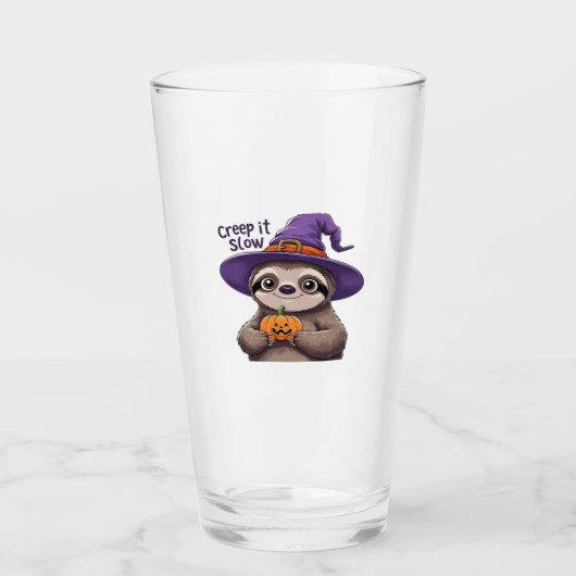 Cute Sloth Witch Halloween Shirt � Creep It Slow P Glas (Vorderseite)