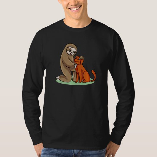 Cute Sloth with Dog T-Shirt (Vorderseite)