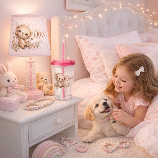 Cute Sloth with Floral Accents Acryltrinkbecher