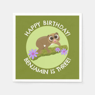 Cute slow loris personalisierte Cartoon Geburtstag Serviette