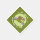 Cute slow loris personalisierte Cartoon Geburtstag Serviette (Ecke)