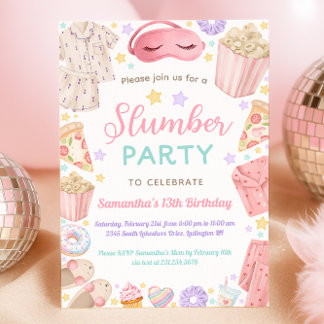 Cute Slumber Party Girl Birthday Einladung