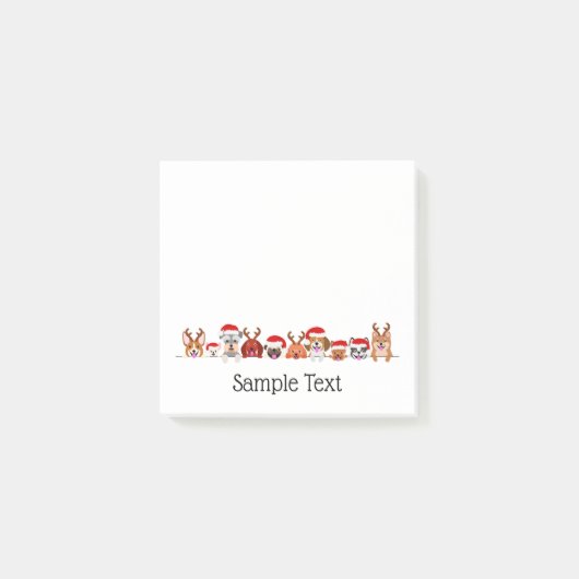 cute small dogs in Santa hats and antlers Post-it Klebezettel (Vorderseite)