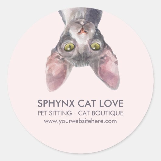 Cute Small Pink Canadian Sphynx Cat Car Runder Aufkleber (Vorderseite)