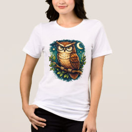 Cute Smart Owl Night Nature Animal Graphic Tee