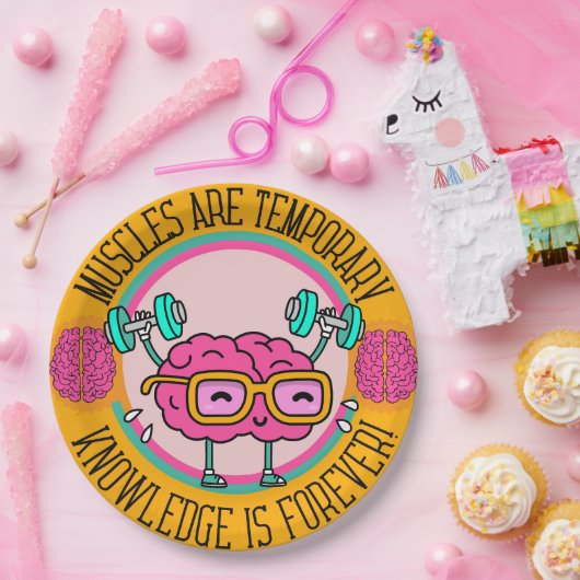 Cute Smart Pink Brain Knowledge Is Forever  Pappteller (Party)