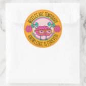 Cute Smart Pink Brain Knowledge Is Forever  Runder Aufkleber (Tasche)