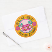Cute Smart Pink Brain Knowledge Is Forever  Runder Aufkleber (Umschlag)