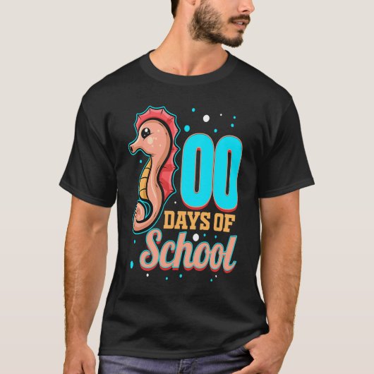 Cute Smart Seahorse For 100 Days Of School T-Shirt (Vorderseite)
