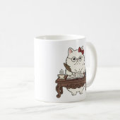 Cute Smart Teacher Writing Calligraphy Coffee Cat Kaffeetasse (VorderseiteRechts)