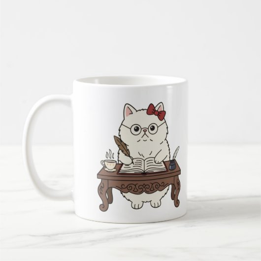 Cute Smart Teacher Writing Calligraphy Coffee Cat Kaffeetasse (Links)