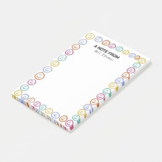 Cute Smile faces a Note from Teacher  Post-it Klebezettel (angewinkelt)