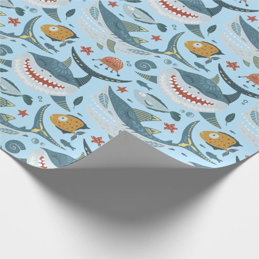 Cute Smile Shark Boy Party Gifts Seamless Pattern Geschenkpapier (Ecke)