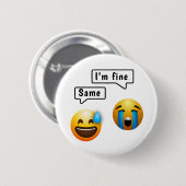 Cute Smiley Face Emoji Button (Vorne & Hinten)