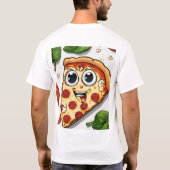 Cute Smiling Cartoon Pizza Slice with Happy Face - T-Shirt (Rückseite)