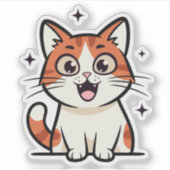 Cute Smiling Cat Cartoon Aufkleber (Vorderseite)
