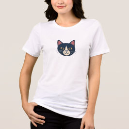 Cute Smiling Cat Face Minimal Women’s T-Shirt Tri-Blend Shirt