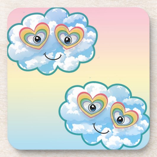 Cute Smiling Cloud Hard plastic coaster Getränkeuntersetzer (Vorderseite)