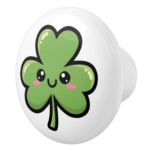 Cute Smiling Clover Keramikknauf (Rechts)