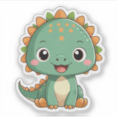 Cute Smiling Dinosaur Illustration Vinyl Sticker (Vorderseite)