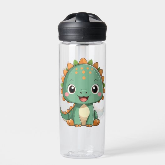 Cute Smiling Dinosaur Kids Water Bottle Trinkflasche (Vorderseite)