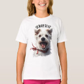 Cute Smiling Dog Kids T-Shirt, Custom Name T-Shirt (Vorderseite)