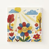 Cute Smiling Flower Kids Sketchbook Notizblock (Rückseite)