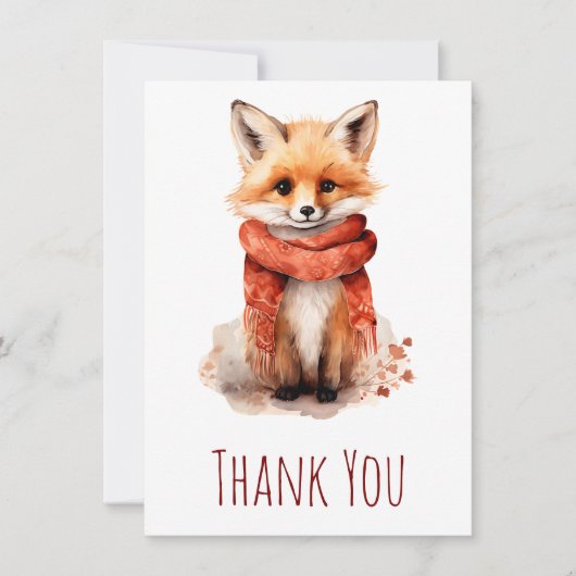 Cute Smiling Fox Pup in a Red Scarf Dankeskarte (Vorderseite)