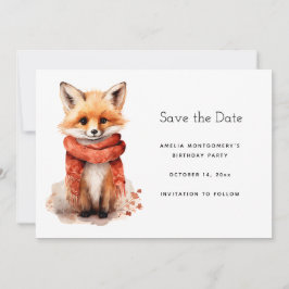 Cute Smiling Fox Pup in a Red Scarf Save The Date