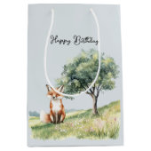 Cute Smiling Foxes Birthday Mittlere Geschenktüte (Vorderseite)