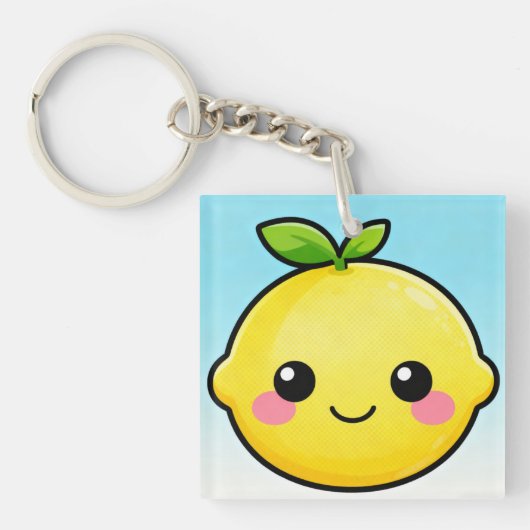 Cute Smiling Lemon Keychain Schlüsselanhänger (Vorderseite)