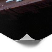 Cute smiling monster with a mug of beer and starry poster (Ecke)