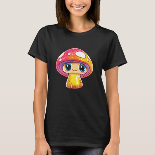 Cute Smiling Mushroom Fantasy Art T-Shirt (Vorderseite)