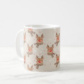 Cute Smiling Reindeer Christmas Pattern Kaffeetasse (Vorderseite Links)