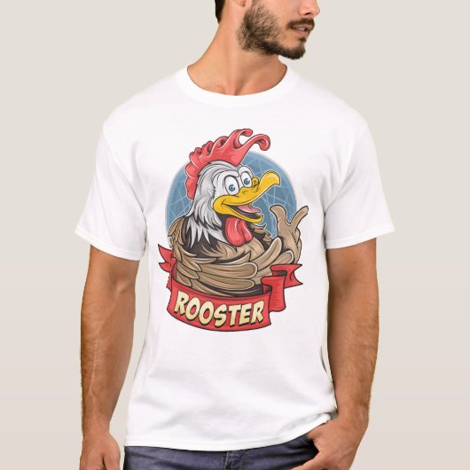 Cute smiling rooster or chicken with funny face T-Shirt (Vorderseite)
