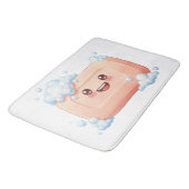 Cute Smiling Soap Bar with Bubbles Badematte (Schrägansicht)