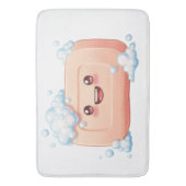 Cute Smiling Soap Bar with Bubbles Badematte (Vorderseite Vertikal)