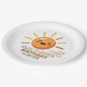 Cute Smiling Sun Birthday Party Paper Plates Pappteller (Schrägansicht)